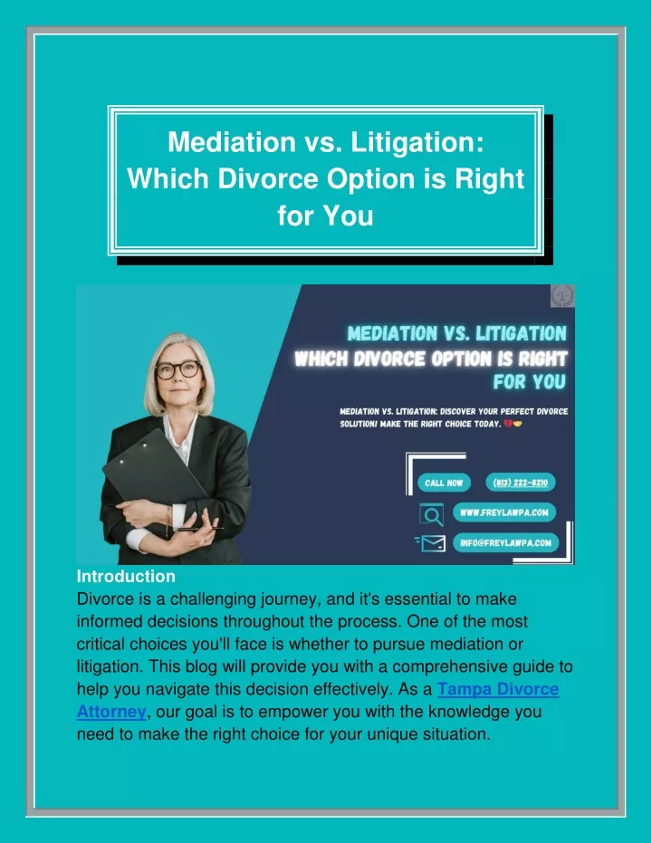 mediation vs litigation which divorce option