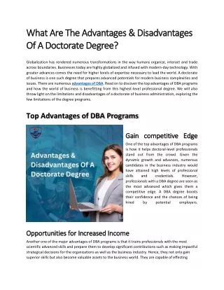 Advantages and Disadvantages of Doctorate Degree