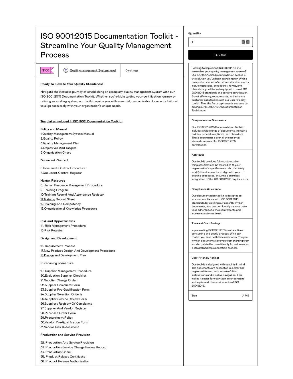 PPT - Quality Management System Documentation Toolkit PowerPoint ...
