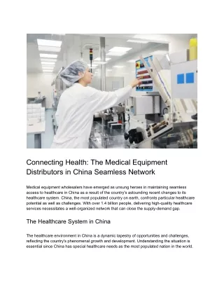 Connecting Health_ The Medical Equipment Distributors in China Seamless Network