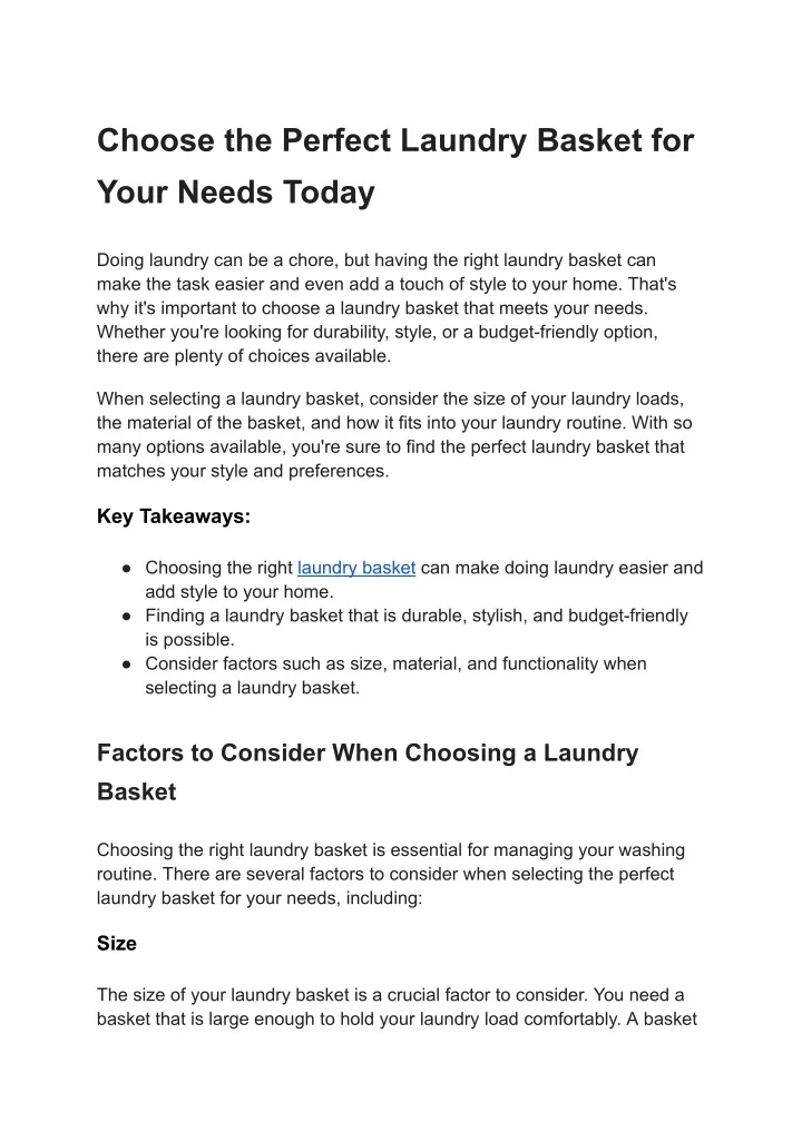 choose the perfect laundry basket for your needs