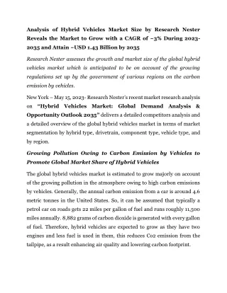 Hybrid Vehicles Market