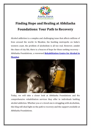 Finding Hope and Healing at Abhilasha Foundations Your Path to Recovery