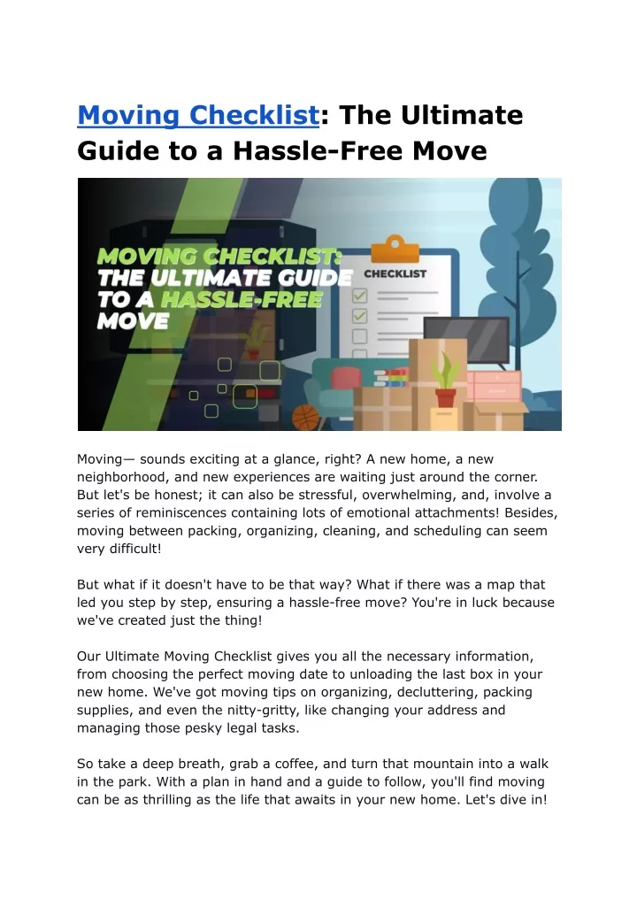 moving checklist the ultimate guide to a hassle