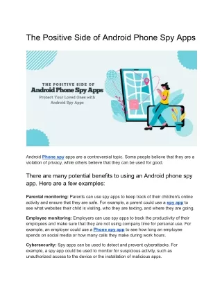 The Positive Side of Android Phone Spy Apps