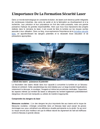L’importance De La Formation Sécurité Laser