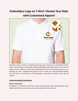 Embroidery Logo on T-Shirt: Elevate Your Style with Customized Apparel