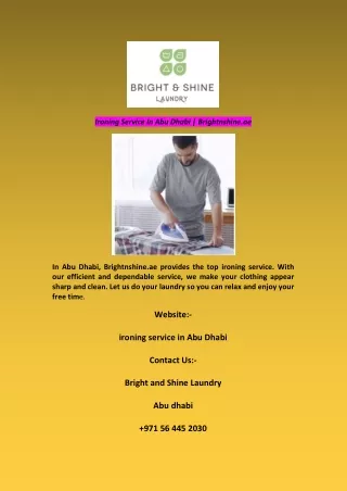 Ironing Service In Abu Dhabi  Brightnshine ae
