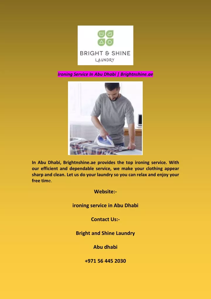 ironing service in abu dhabi brightnshine ae