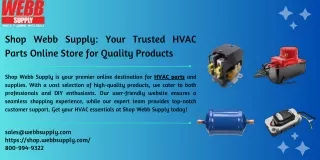 Shop Webb Supply: Your Trusted HVAC Parts Online Store for Quality Products