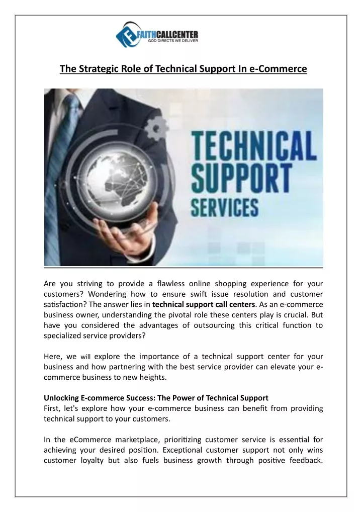 the strategic role of technical support