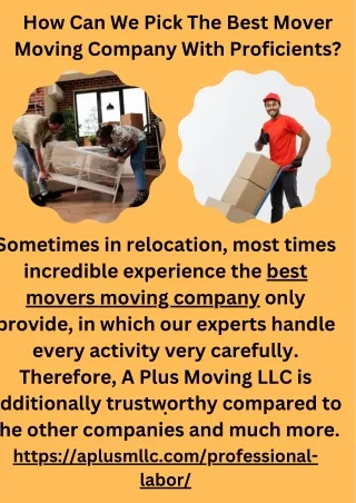 How Can We Pick The Best Mover Moving Company With Proficients