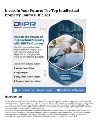 Invest In Your Future The Top Intellectual Property Courses Of 2023