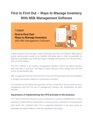 first in first out ways to manage inventory with