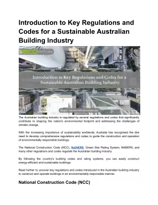 introduction to key regulations and codes