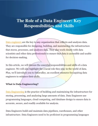 the role of a data engineer key responsibilities