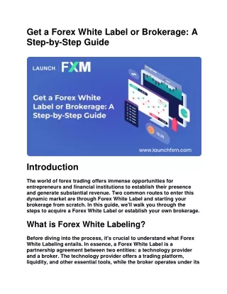 Get a Forex White Label or Brokerage - A Step-by-Step Guide
