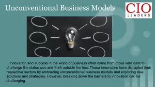 Unconventional Business Models