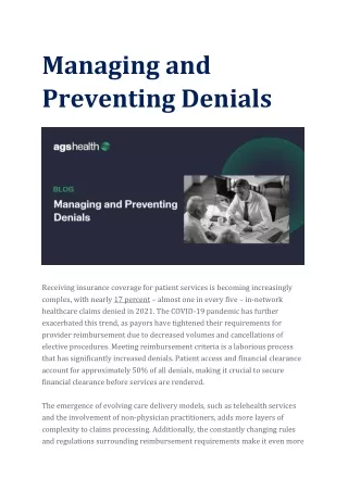 managing and preventing denials