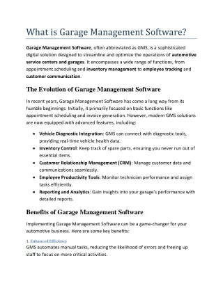 What is Garage Management Software