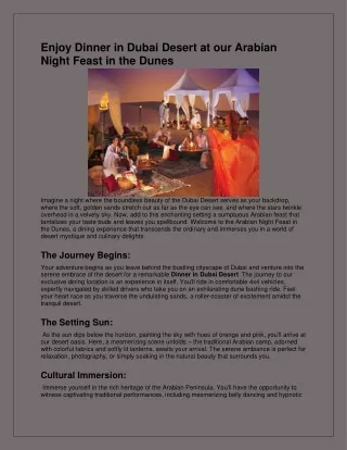 Enjoy Dinner in Dubai Desert at our Arabian Night Feast in the Dunes 05