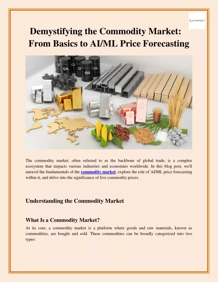 demystifying the commodity market from basics