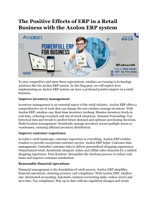 The Positive Effects of ERP in a Retail Business with the Axolon ERP system