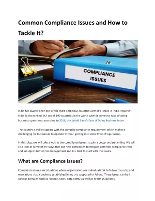 Common Compliance Issues and How to Tackle It