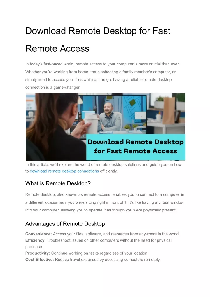 download remote desktop for fast