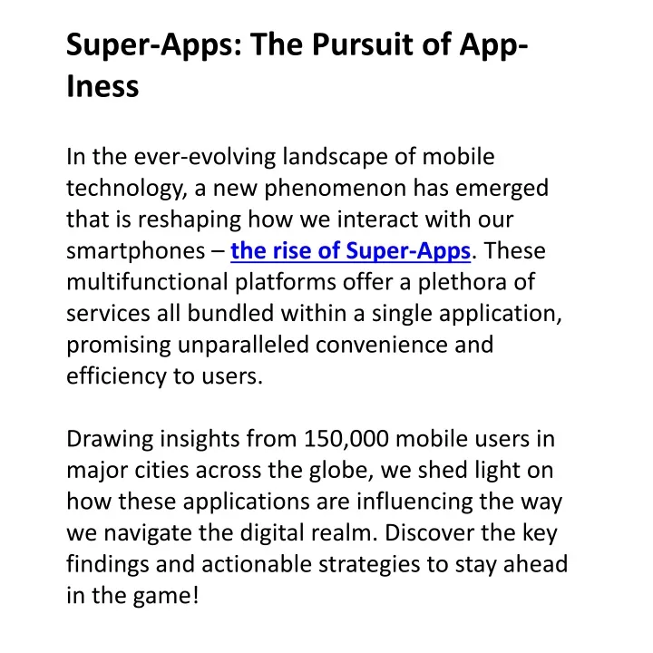 super apps the pursuit of app iness