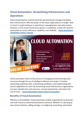 Cloud Automation Training | Cloud Automation Online Training