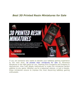 Best 3D Printed Resin Miniatures for Sale