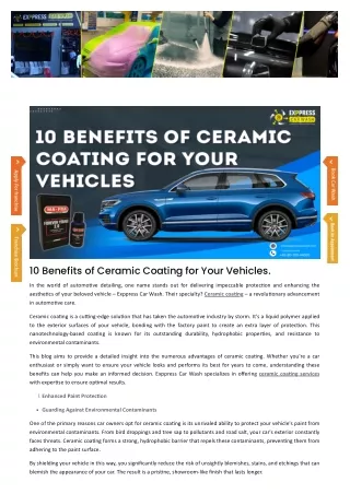 10 Benefits of Ceramic Coating for Your Vehicles.