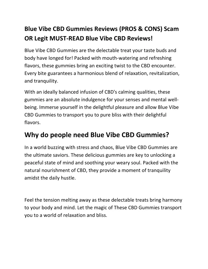 blue vibe cbd gummies reviews pros cons scam