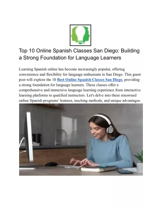 Online Spanish Classes San Diego