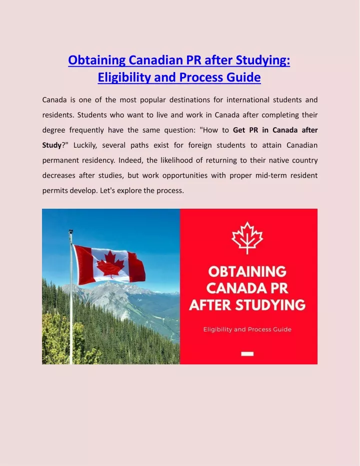 obtaining canadian pr after studying eligibility and process guide