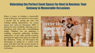 Unlocking the Perfect Event Space For Rent in Houston Your Gateway to Memorable Occasions