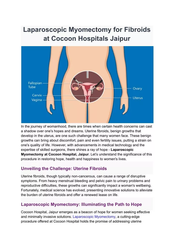 laparoscopic myomectomy for fibroids at cocoon