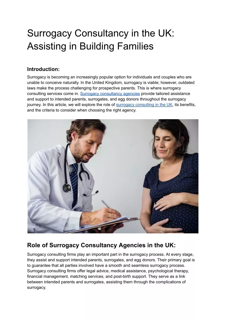 surrogacy consultancy in the uk assisting