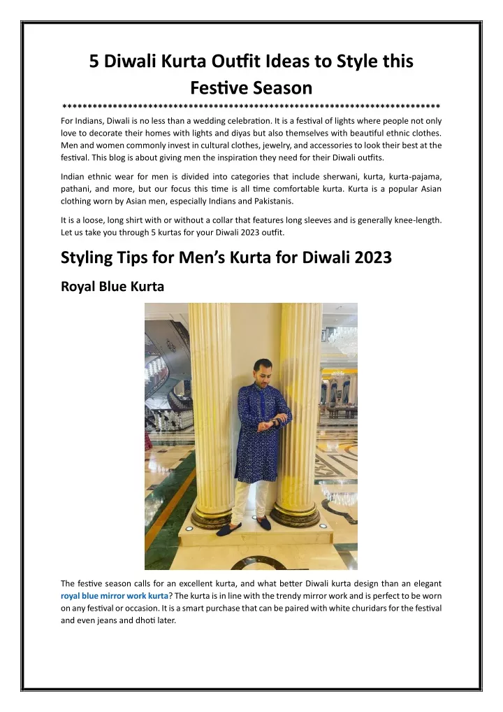 5 diwali kurta outfit ideas to style this festive