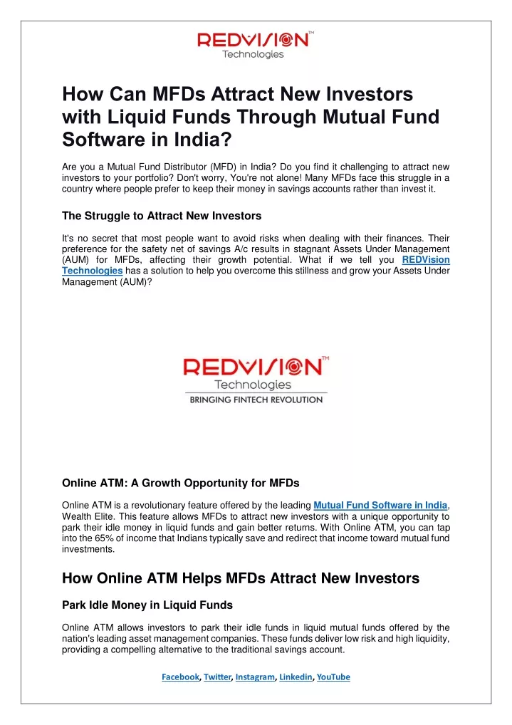 how can mfds attract new investors with liquid
