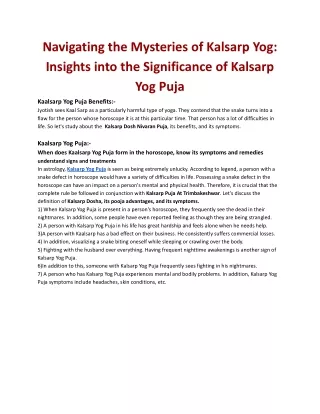 Navigating the Mysteries of Kalsarp Yog: Insights into the Significance of Kalsa