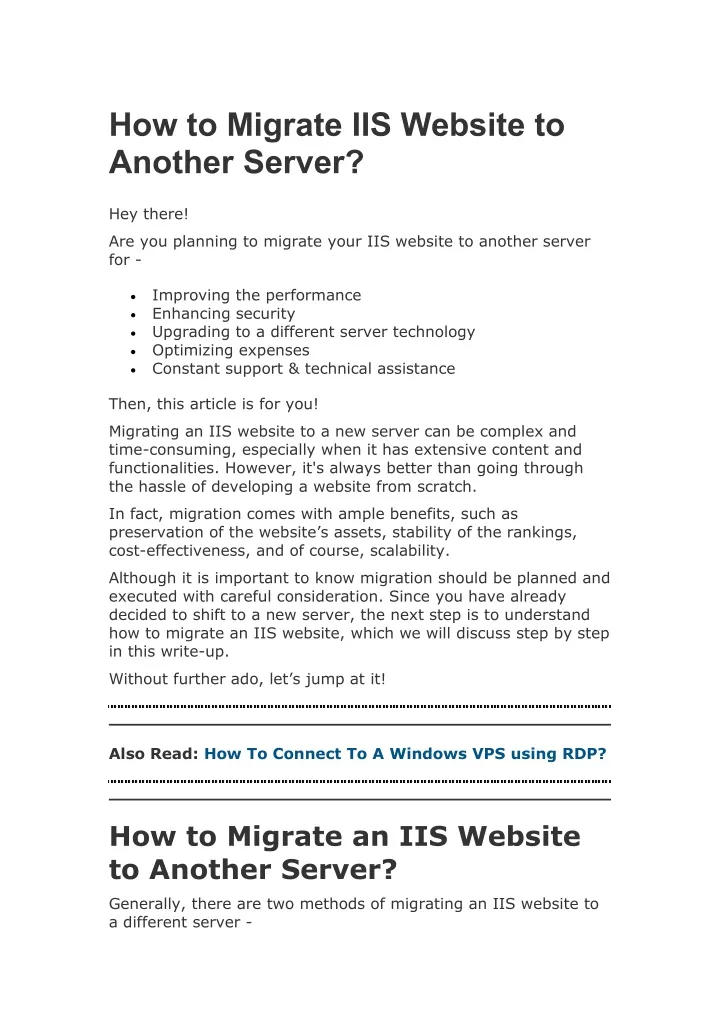how to migrate iis website to another server