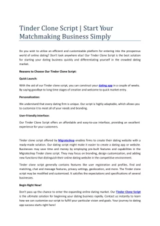 Tinder Clone Script - Start Your Matchmaking Business Simply