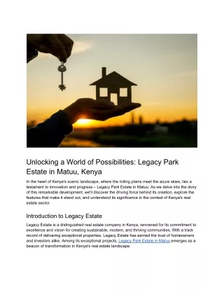 Unlocking a World of Possibilities_ Legacy Park Estate in Matuu, Kenya