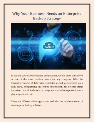 Why Your Business Needs an Enterprise Backup Strategy