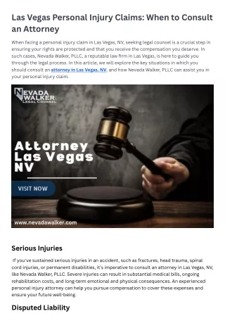 Las Vegas Personal Injury Claims When to Consult an Attorney