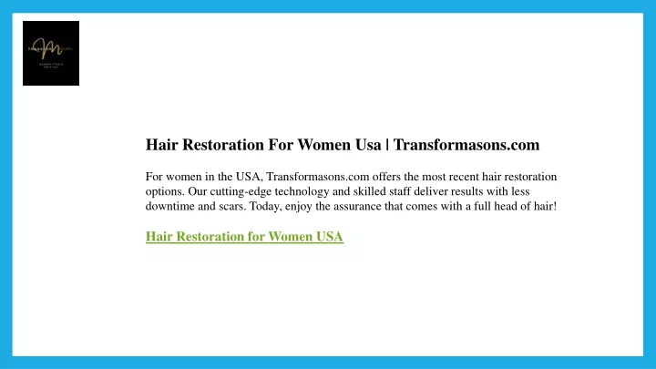 hair restoration for women usa transformasons