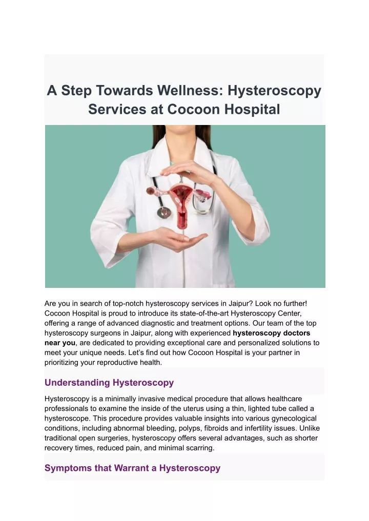 a step towards wellness hysteroscopy services