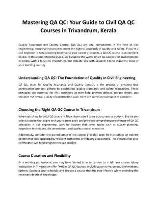 mastering qa qc your guide to civil qa qc courses